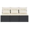 vidaXL Garden Sofa with Cushions 3-Seater Black Poly Rattan