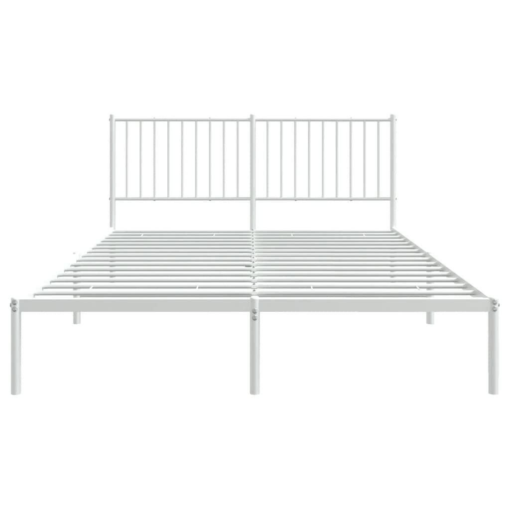 vidaXL Metal Bed Frame without Mattress with Headboard White 150x200cm
