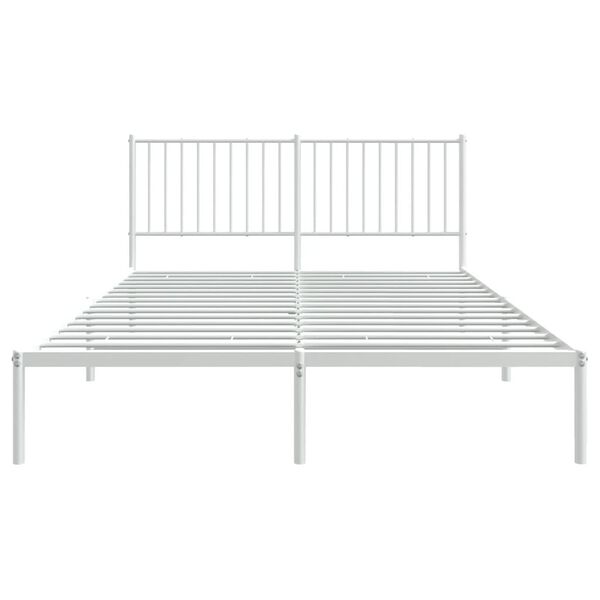 vidaXL Metal Bed Frame without Mattress with Headboard White 150x200cm