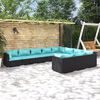 vidaXL 10 Piece Garden Lounge Set with Cushions Poly Rattan Black
