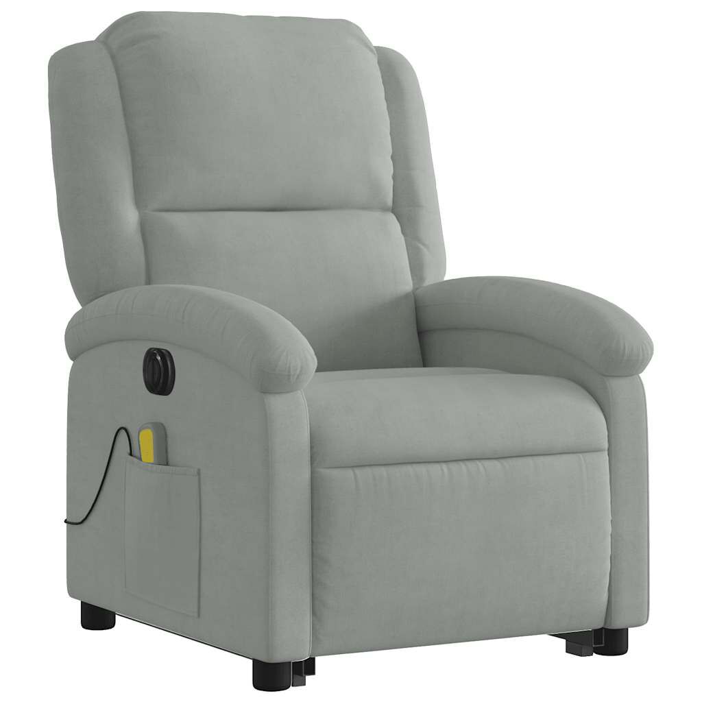 vidaXL Electric Stand up Massage Recliner Chair Light Grey Velvet