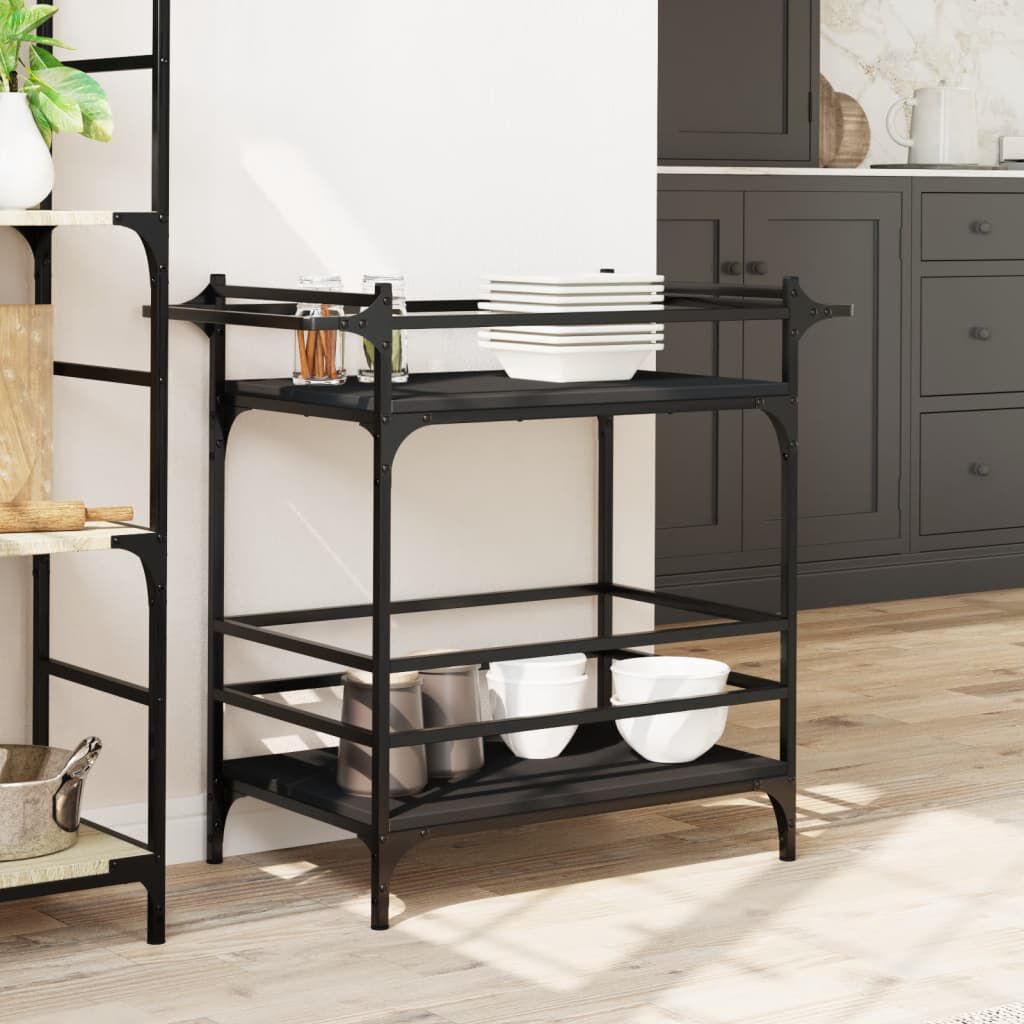 vidaXL Kitchen Trolley Black 82x40x78.5 cm Engineered Wood