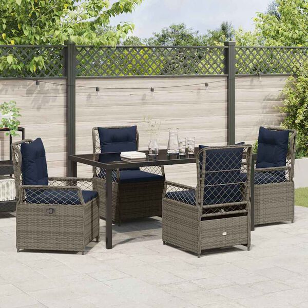 vidaXL Garden Dining Set 5 pcs Grey Poly Rattan
