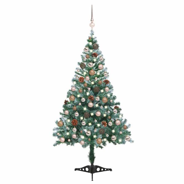 vidaXL Frosted Pre-lit Christmas Tree with Ball Set Pinecones 150 cm