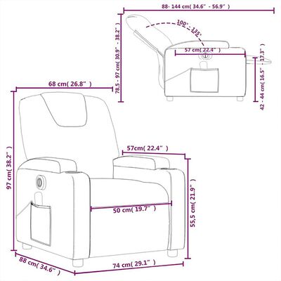 vidaXL Electric Massage Recliner Chair Dark Grey Fabric