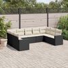 vidaXL 9 Piece Garden Sofa Set with Cushions Black Poly Rattan