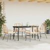 vidaXL 5 Piece Garden Dining Set with Cushions Brown Poly Rattan Glass