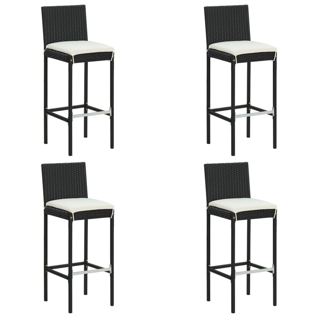 vidaXL 5 Piece Garden Bar Set with Cushions Poly Rattan Black