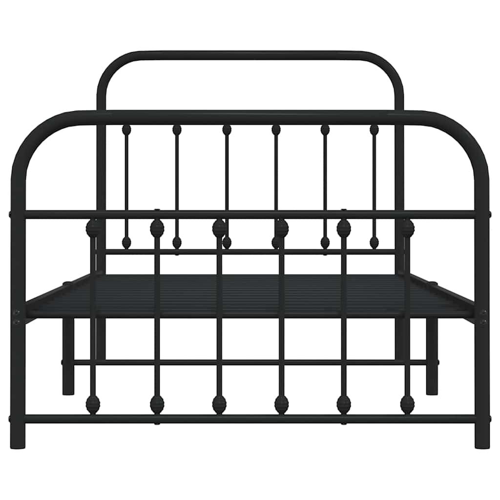 vidaXL Metal Bed Frame without Mattress with Footboard Black 100x190cm