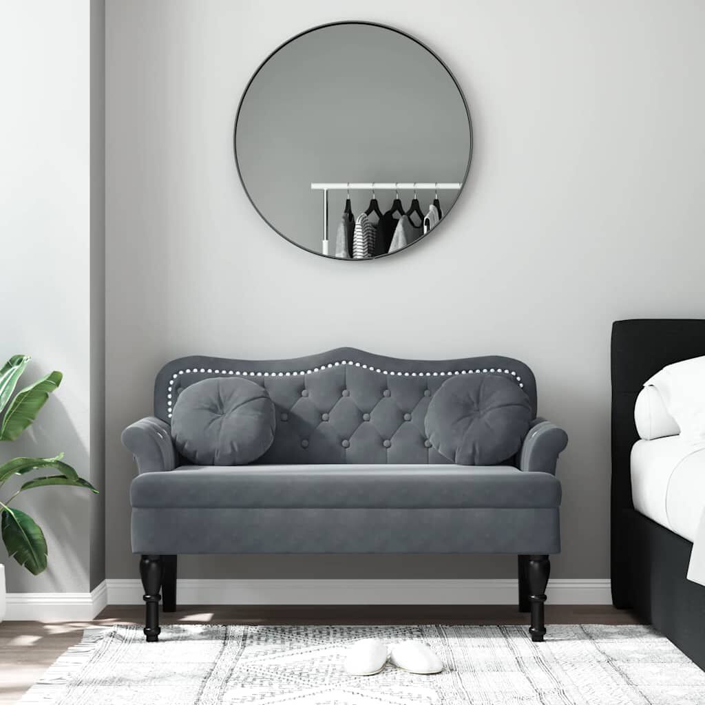 vidaXL Bench with Cushions Dark Grey 120.5x65x75 cm Velvet