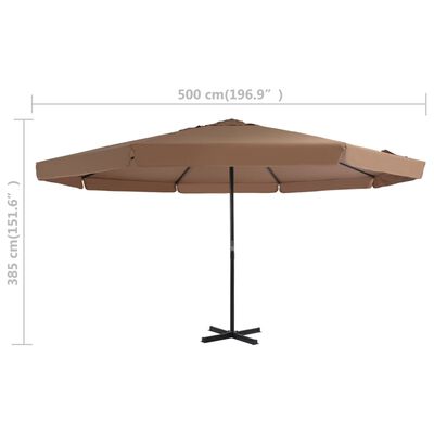 vidaXL Garden Parasol with Portable Base Taupe