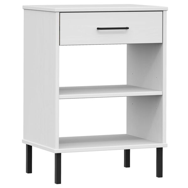 vidaXL Console Cabinet with Metal Legs White Solid Wood Pine OSLO