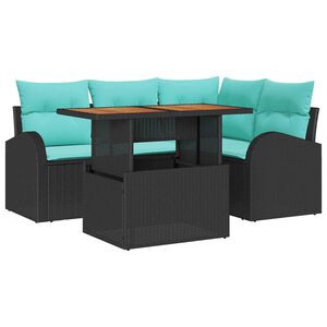 vidaXL Garden Sofa Set with Cushion Manual 5 pcs Black and blue