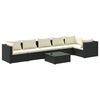 vidaXL 7 Piece Garden Lounge Set with Cushions Poly Rattan Black