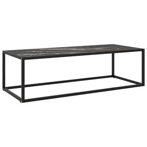vidaXL Coffee Table Black with Black Marble Glass 120x50x35 cm