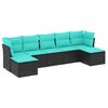 vidaXL 7 Piece Garden Sofa Set with Cushions Black Poly Rattan