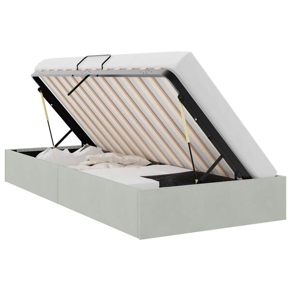 vidaXL Storage Bed with Mattress Light Grey 100 x 190 cm Velvet