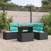 vidaXL Garden Sofa Set with Storage 5 pcs Black Poly Rattan