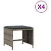 vidaXL Garden Stools with Cushions 4 pcs Grey 40x40x35 cm Poly Rattan