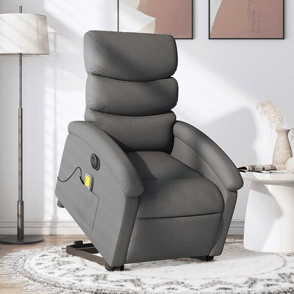 vidaXL Electric Stand up Massage Recliner Chair Dark Grey Fabric