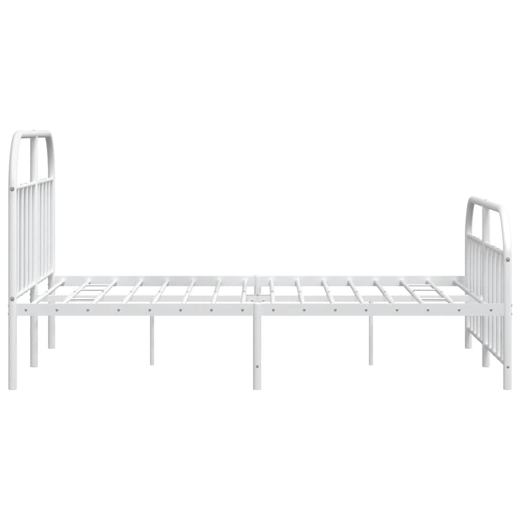 vidaXL Metal Bed Frame without Mattress with Footboard White 135x190cm