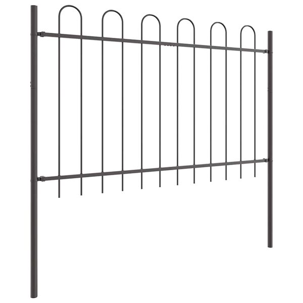 vidaXL Garden Fence 7 pcs Grey 11.9 x 0.8 m Powder-coated Steel