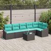 vidaXL Garden Sofa Set 7 pcs Black and Turquoise Poly Rattan