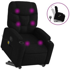 vidaXL Stand up Massage Recliner Chair Black Fabric