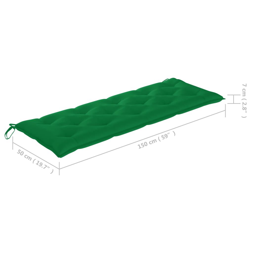 vidaXL Stacking Garden Bench with Cushion 159 cm Solid Teak Wood