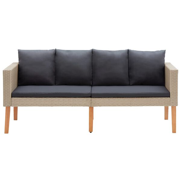 vidaXL 2-Seater Garden Sofa with Cushions Poly Rattan Beige