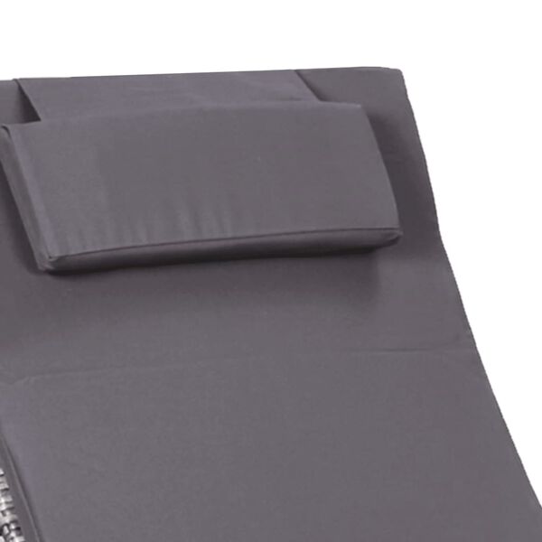 vidaXL Sunbed with Cushion Poly Rattan Grey