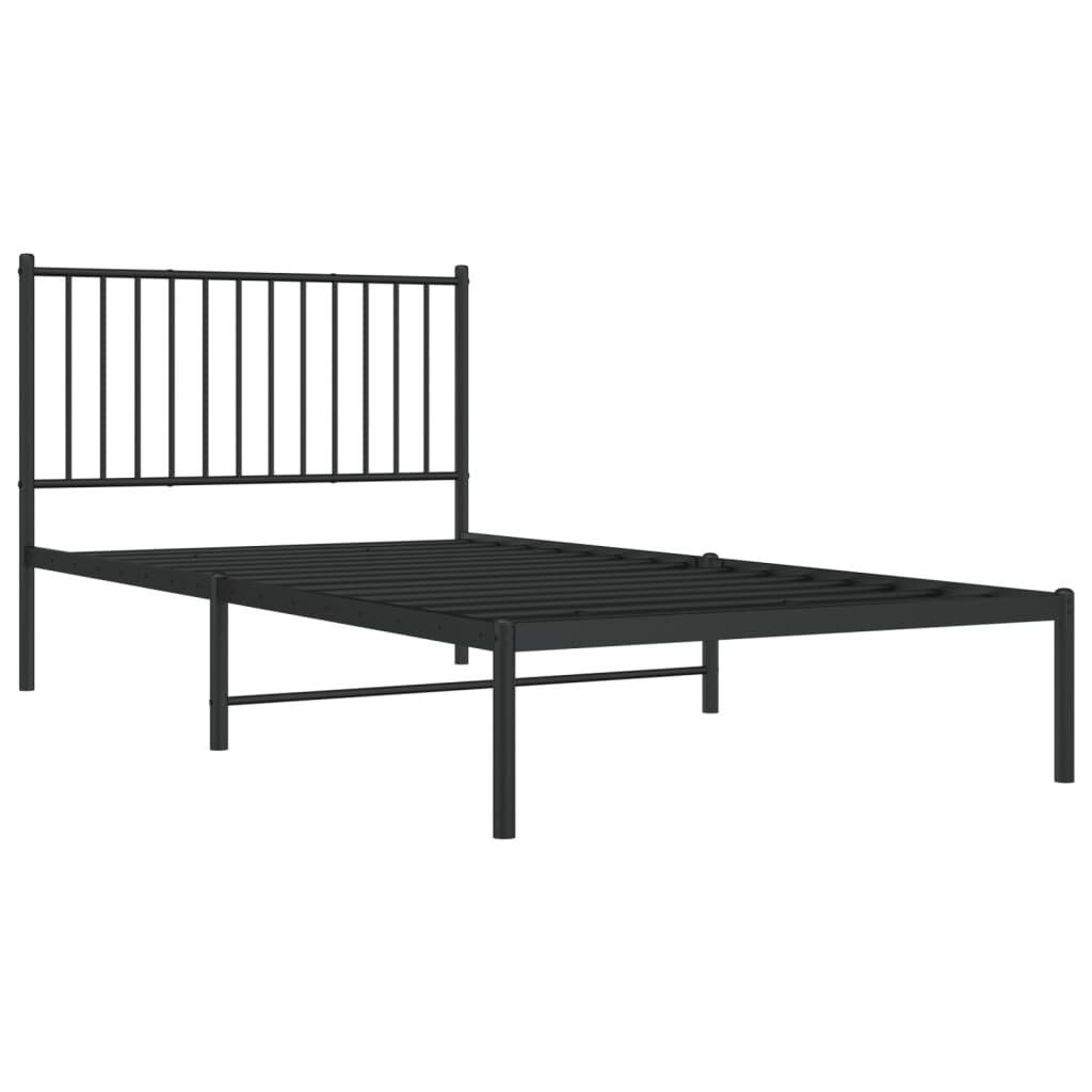 vidaXL Metal Bed Frame without Mattress with Headboard Black 100x200cm