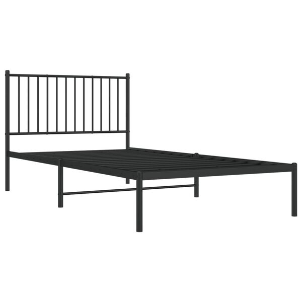 vidaXL Metal Bed Frame without Mattress with Headboard Black 100x200cm