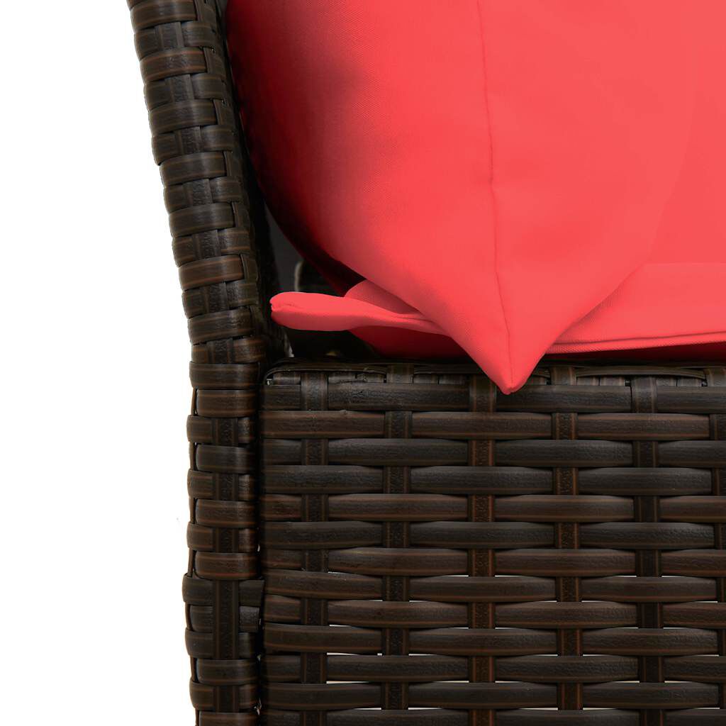 vidaXL Garden Sofa with Cushions Brown Poly Rattan