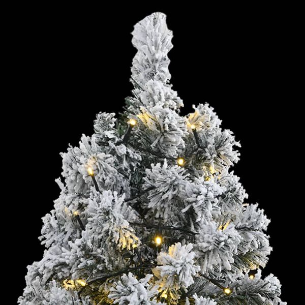 vidaXL Artificial Hinged Christmas Tree 300 LEDs & Flocked Snow 210 cm