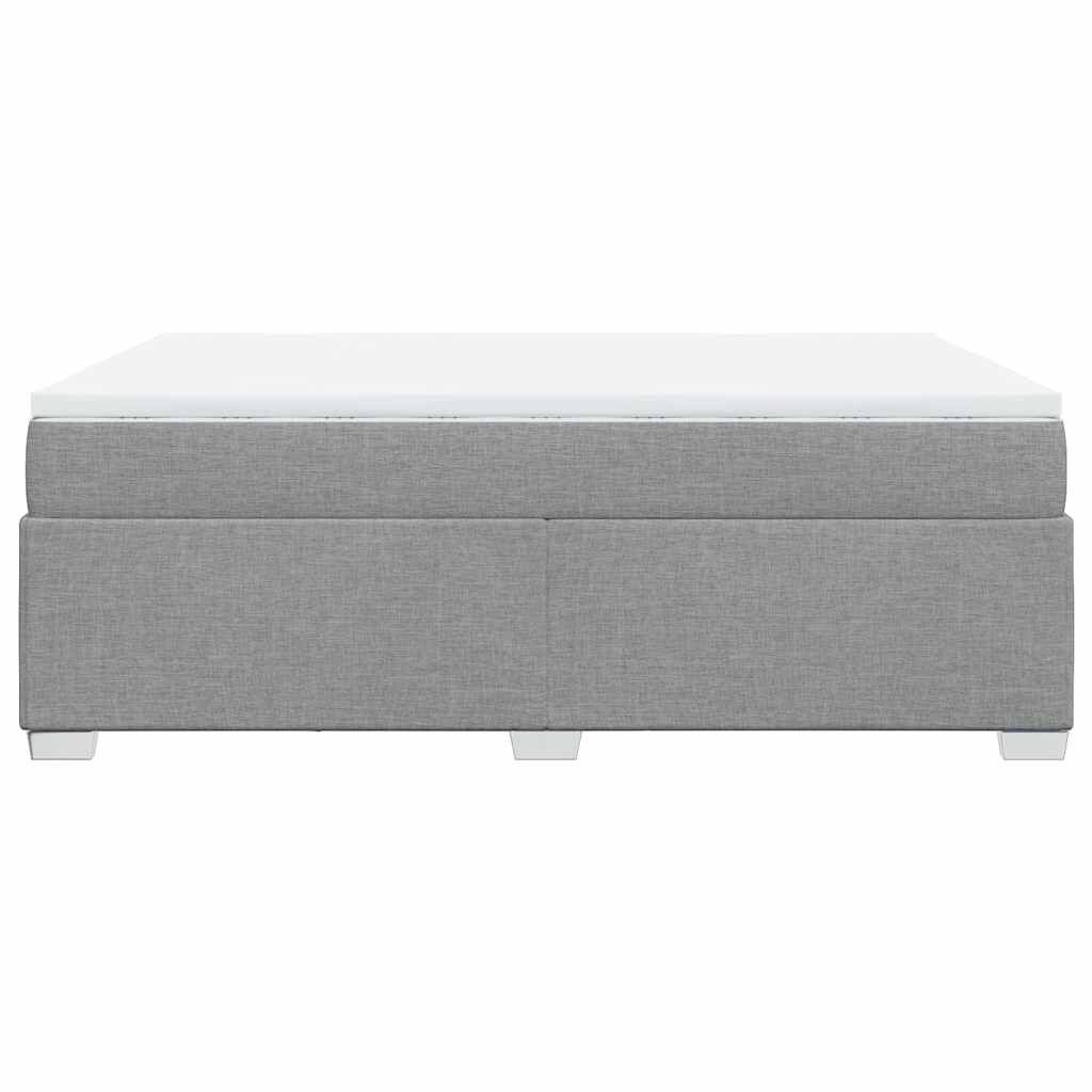 vidaXL Box Spring Bed with Mattress Light Grey Queen Fabric