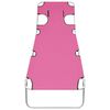 vidaXL Folding Sun Lounger with Head Cushion Steel Magento Pink
