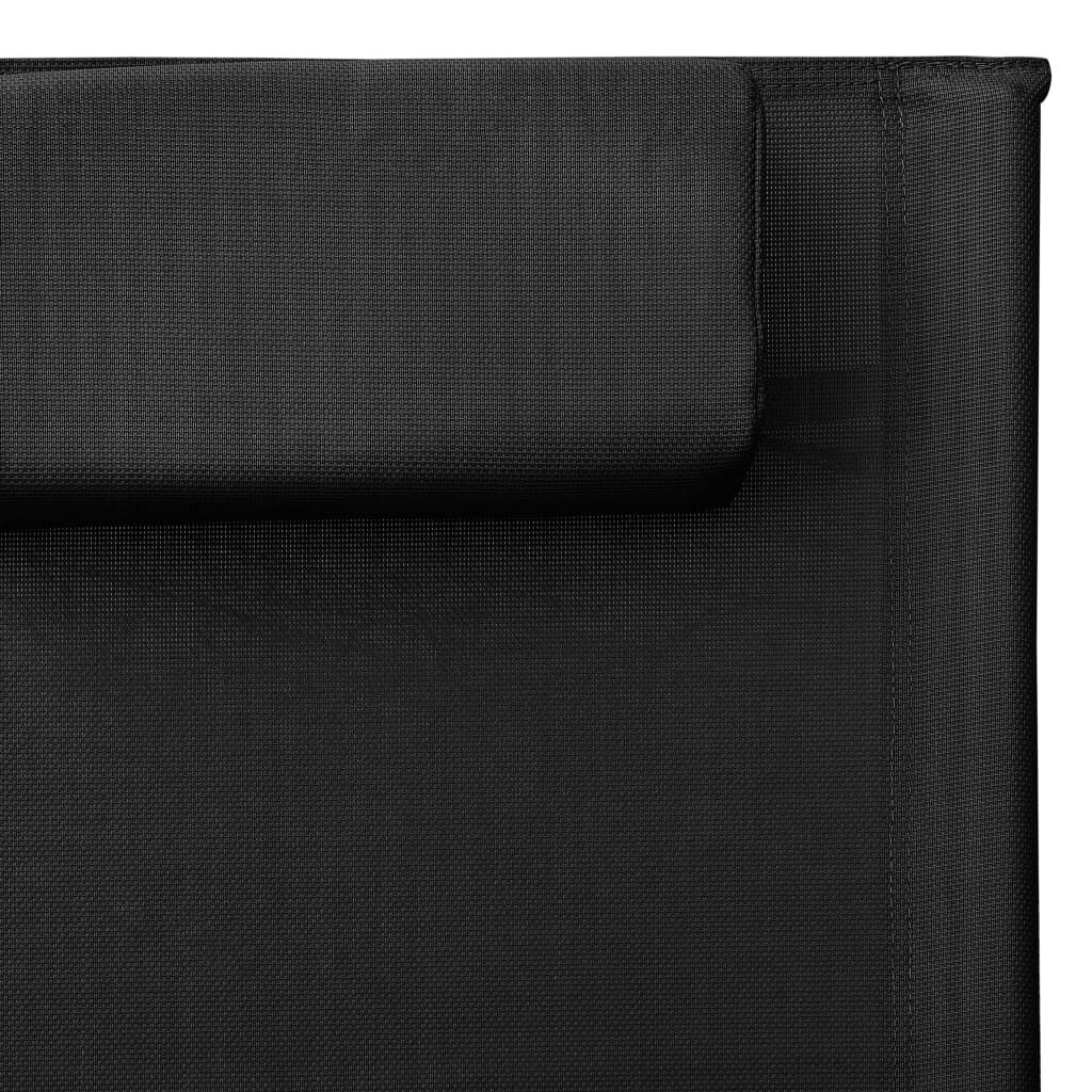 vidaXL Sun Lounger Textilene Black and Grey