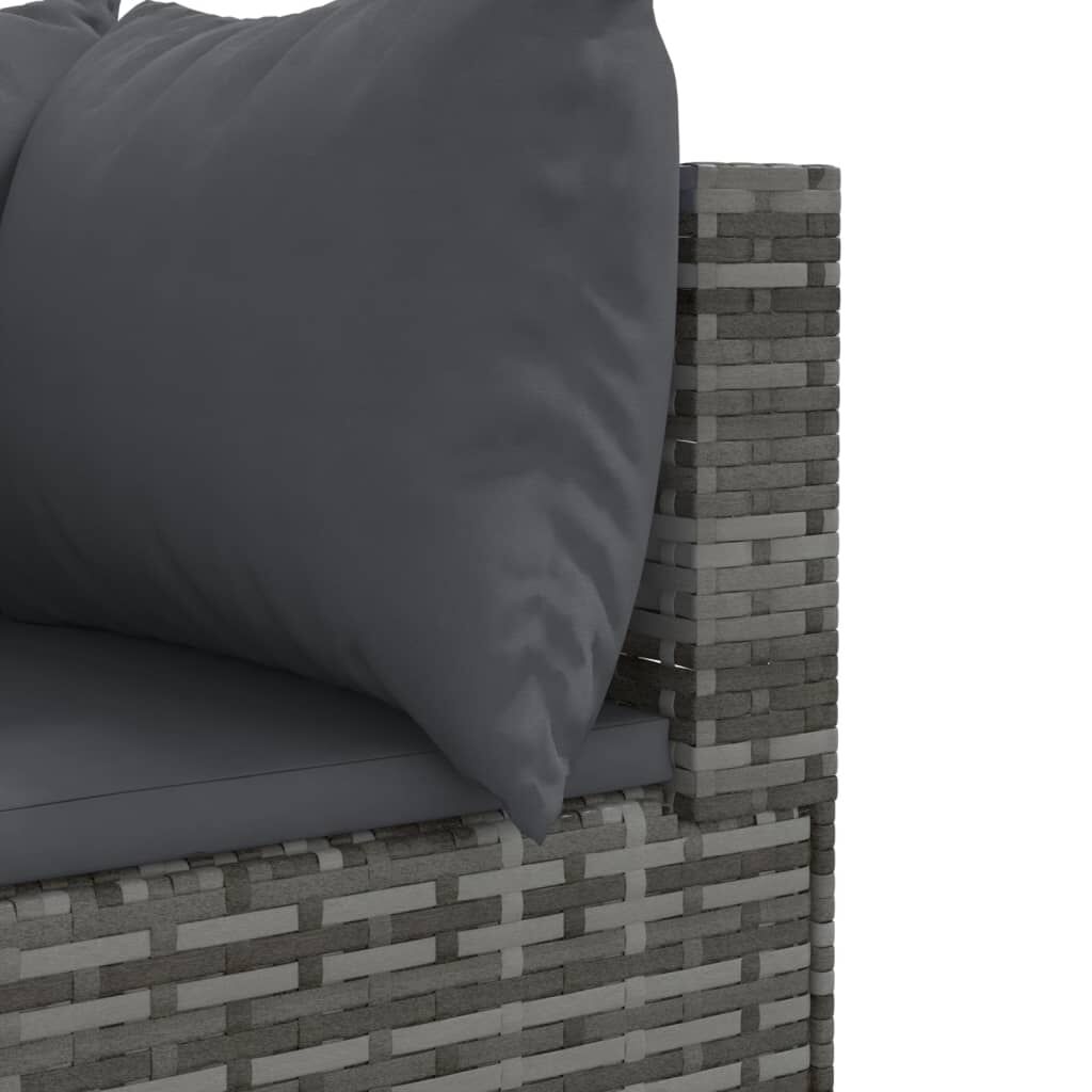 vidaXL 5 Piece Garden Lounge Set with Cushions Grey Poly Rattan