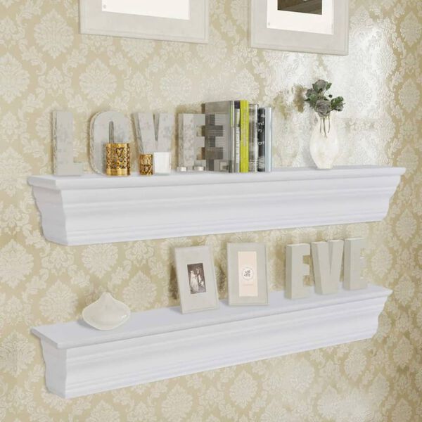vidaXL Wall Shelves Aaliyah 2 pcs White