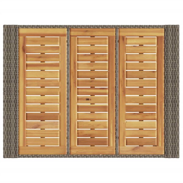 vidaXL Garden Bar Table with Acacia Wood Top Grey 105x80x110 cm Poly Rattan