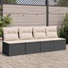 vidaXL Garden Sofa with Cushions 4-Seater Black Poly Rattan