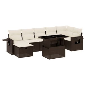 vidaXL 8 Piece Garden Sofa Set with Cushions Brown Poly Rattan