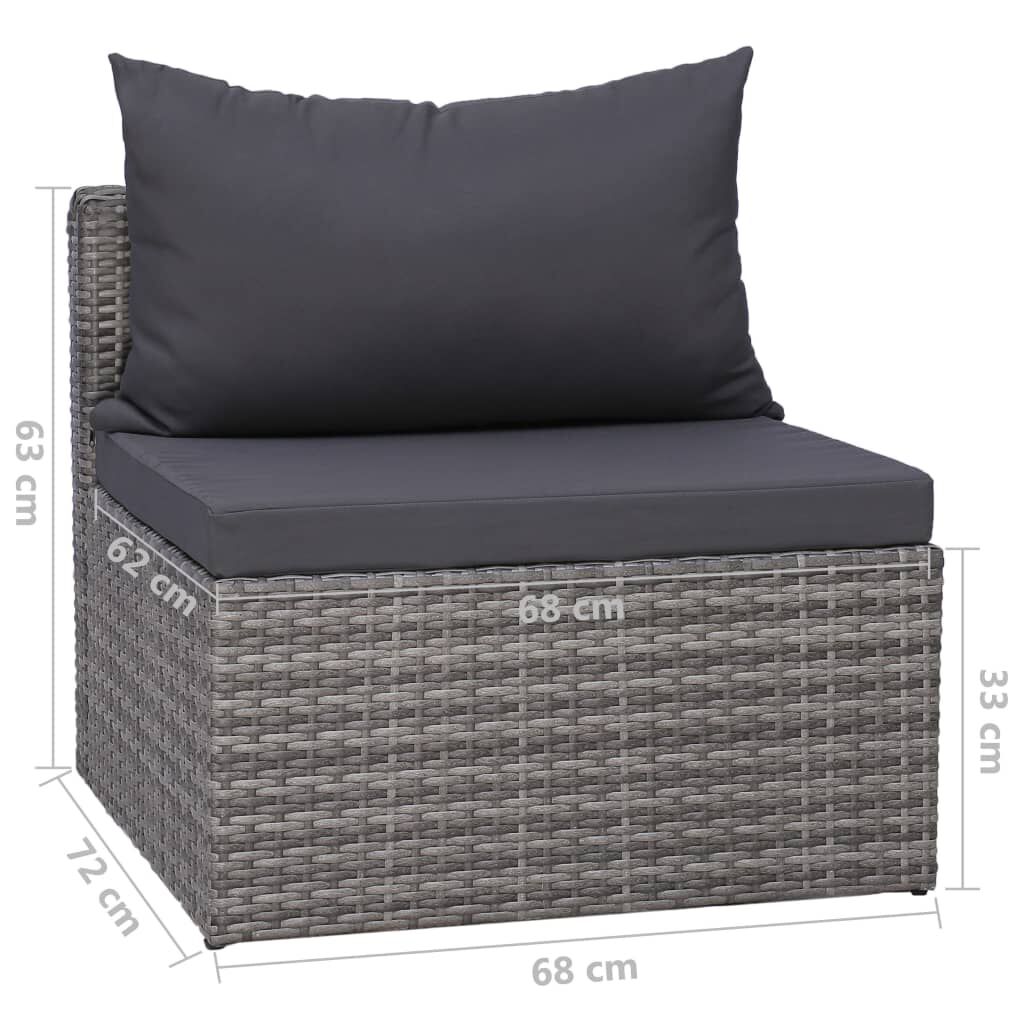 vidaXL 9 Piece Garden Lounge Set with Cushions Poly Rattan Grey