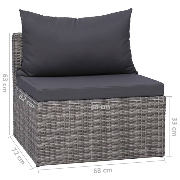vidaXL 9 Piece Garden Lounge Set with Cushions Poly Rattan Grey