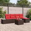 vidaXL Garden Sofa Set with Cushion 6 pcs Brown Poly Rattan