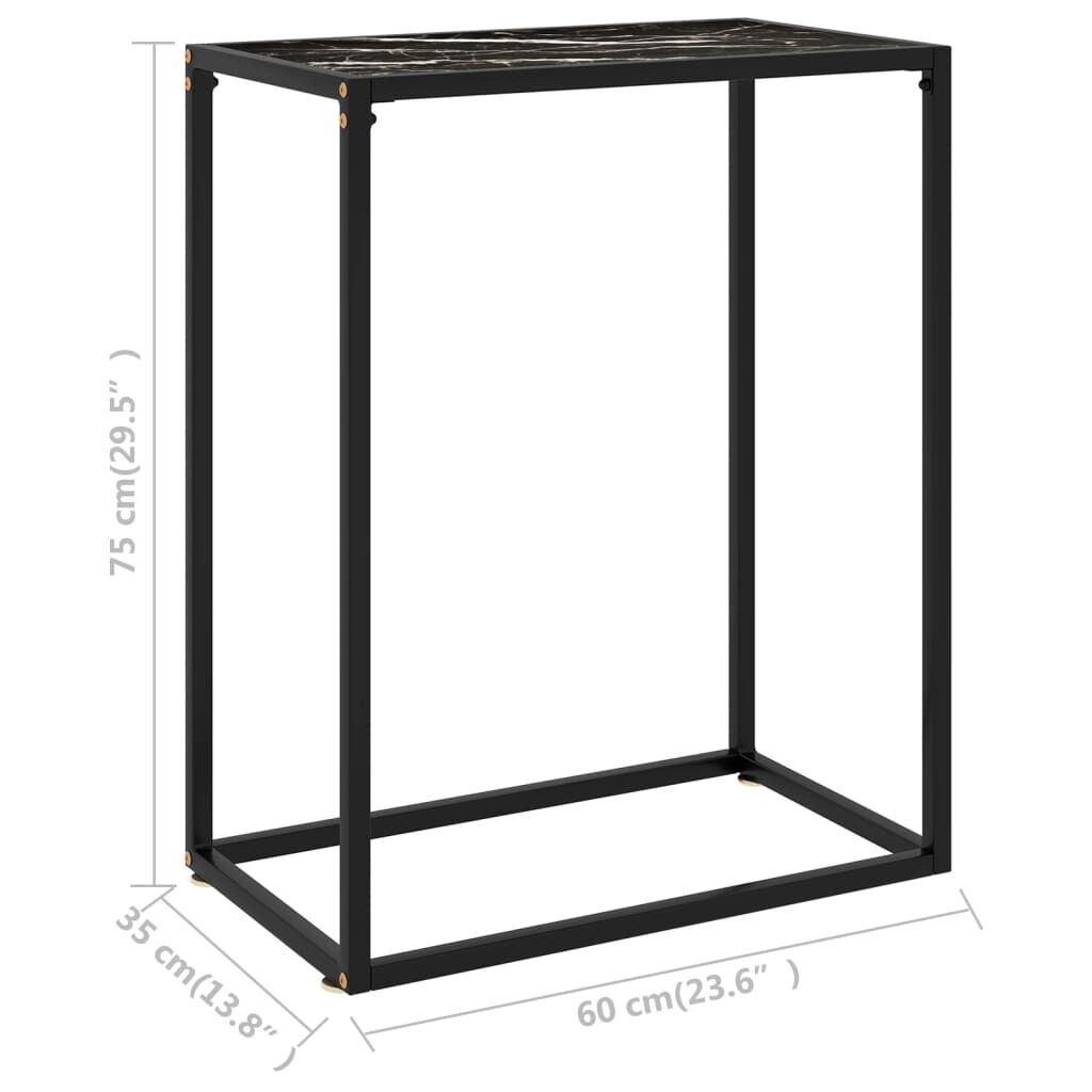 vidaXL Console Table Black 60x35x75 cm Tempered Glass