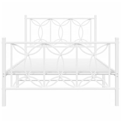 vidaXL Metal Bed Frame without Mattress with Footboard White 100x200 cm