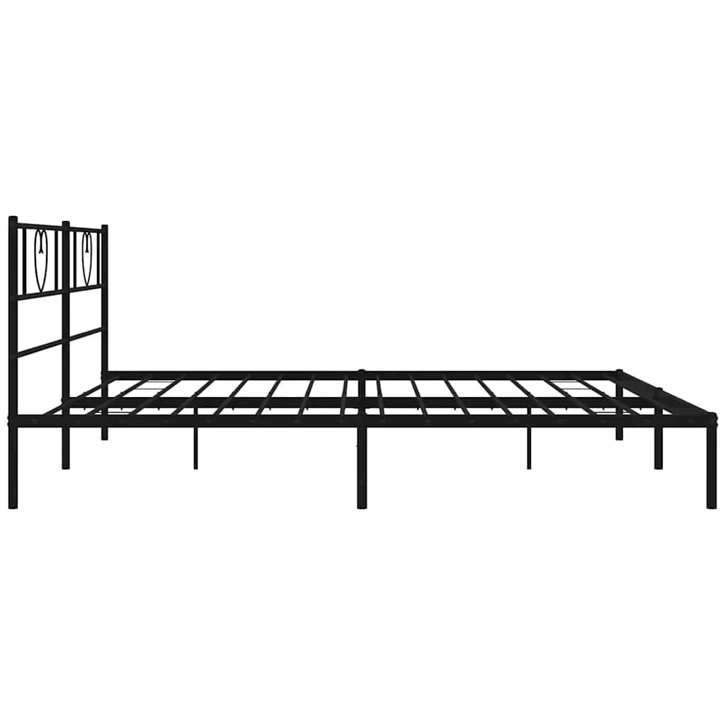 vidaXL Metal Bed Frame without Mattress with Headboard Black 183x213cm