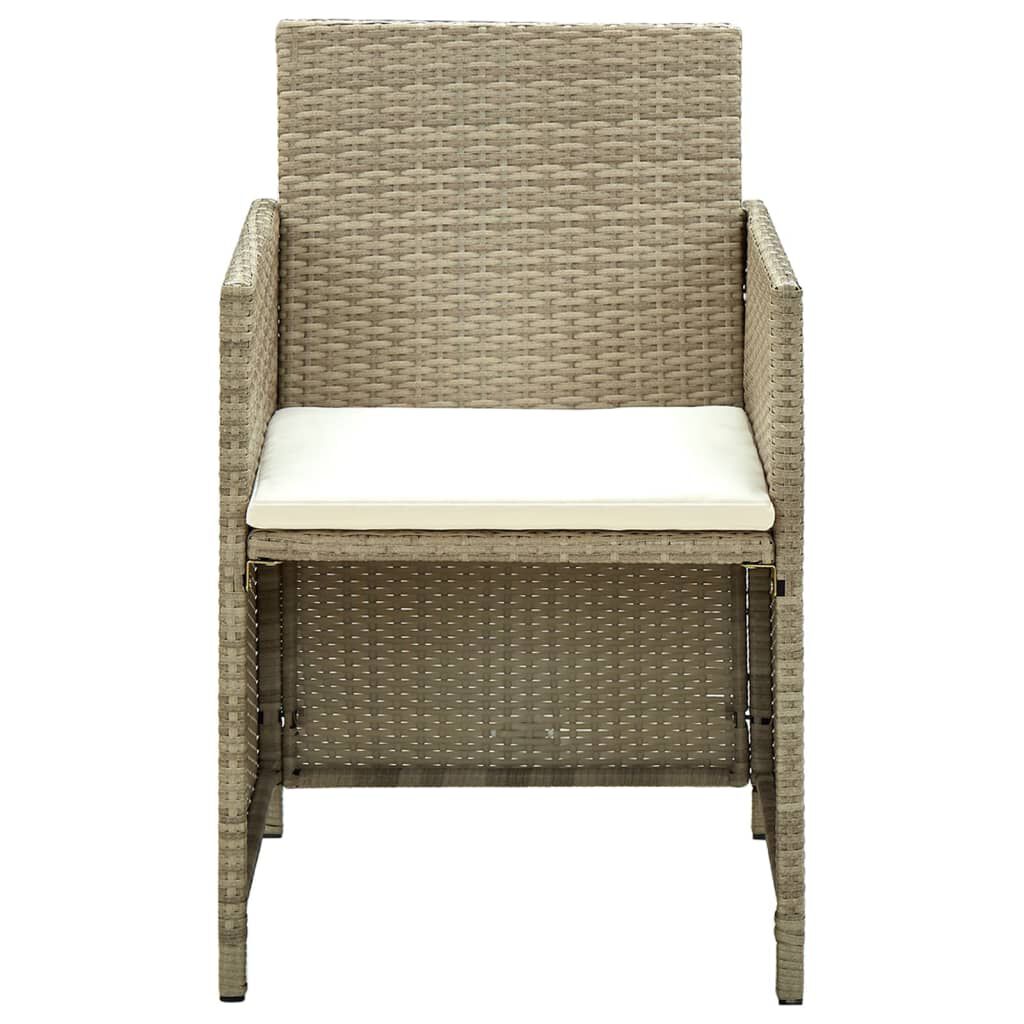 vidaXL 4 Piece Garden Lounge Set with Cushions Beige Poly Rattan